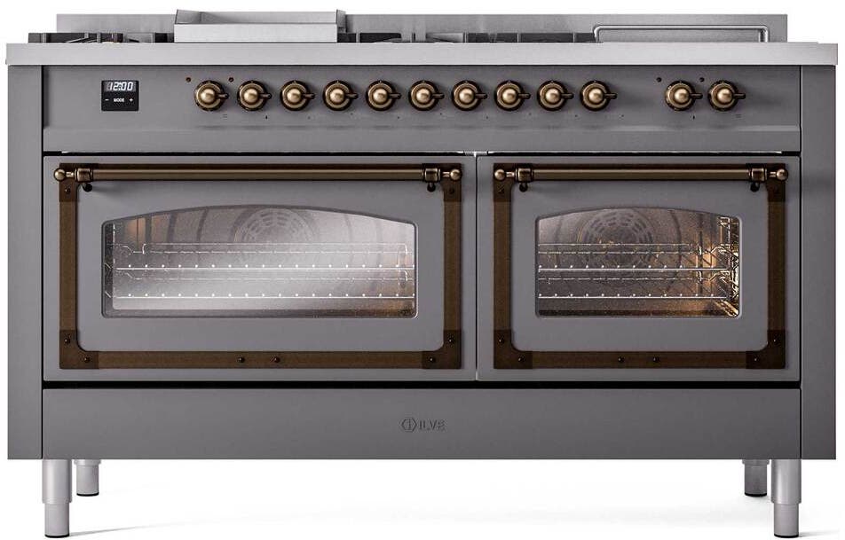 Ilve UN60FSNMPMGBLP Graphite Matte With Bronze Knobs, Liquid Propane