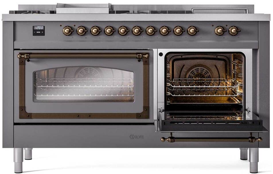 Ilve UN60FSNMPMGB Graphite Matte With Bronze Knobs, Natural Gas