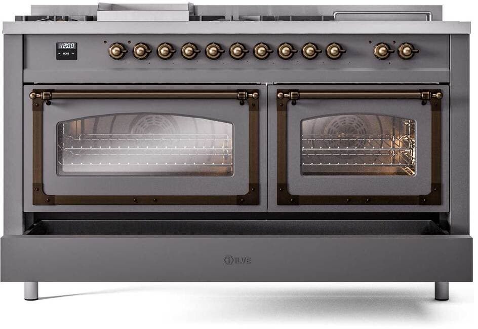 Ilve UN60FSNMPMGB Graphite Matte With Bronze Knobs, Natural Gas
