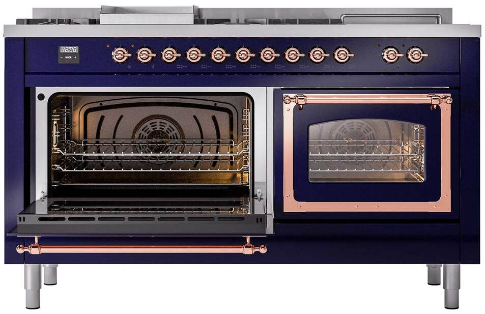 Ilve UN60FSNMPMBPLP Midnight Blue With Copper Knobs, Liquid Propane