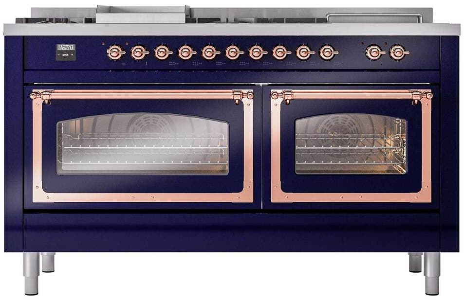 Ilve UN60FSNMPMBP Midnight Blue With Copper Knobs, Natural Gas