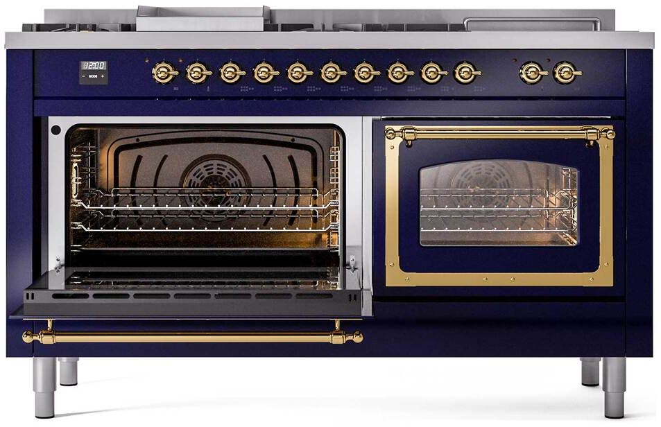 Ilve UN60FSNMPMBGLP Midnight Blue With Brass Knobs, Liquid Propane