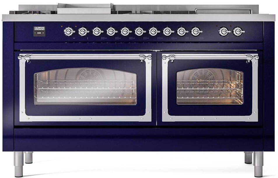 Ilve UN60FSNMPMBC Midnight Blue With Chrome Knobs, Natural Gas