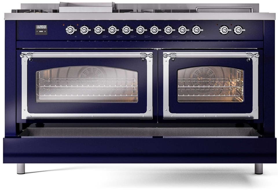 Ilve UN60FSNMPMBC Midnight Blue With Chrome Knobs, Natural Gas