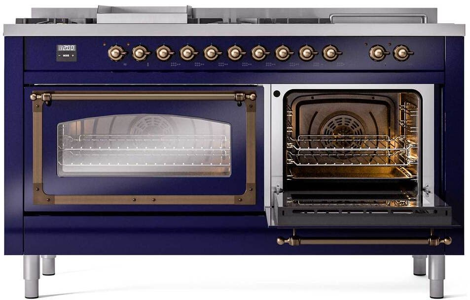 Ilve UN60FSNMPMBBLP Midnight Blue With Bronze Knobs, Liquid Propane