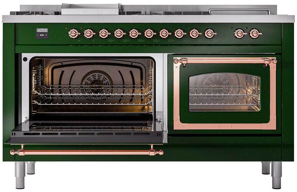 Ilve UN60FSNMPEGP Emerald Green With Copper Knobs, Natural Gas