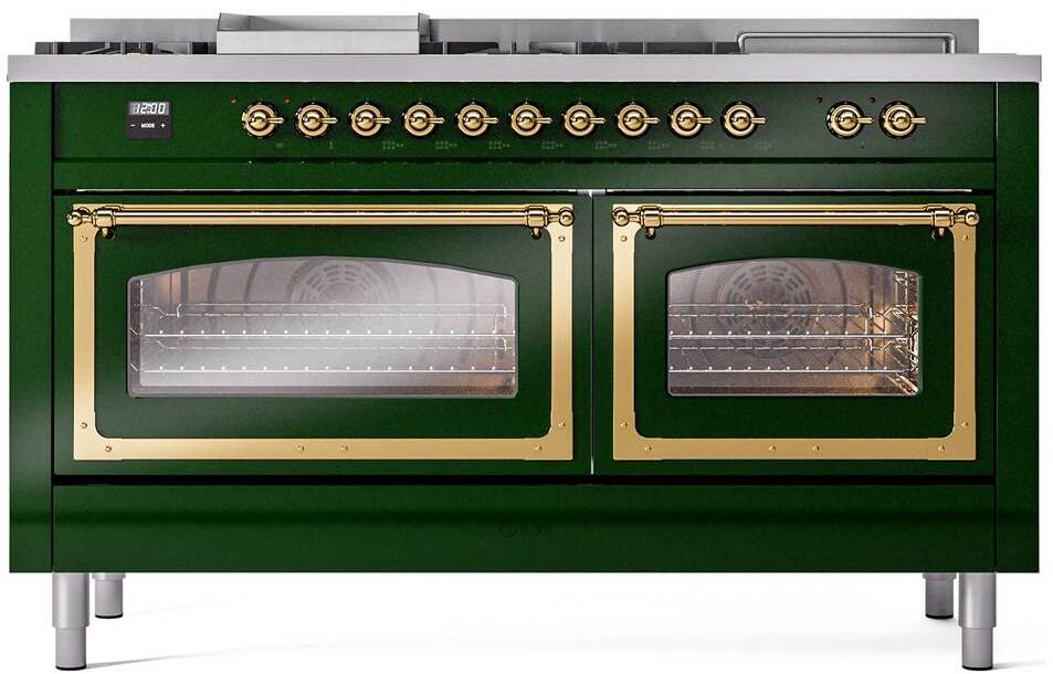 Ilve UN60FSNMPEGG Emerald Green With Brass Knobs, Natural Gas
