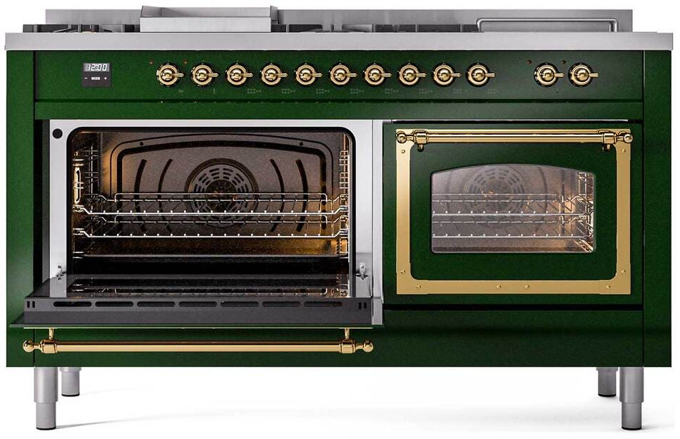 Ilve UN60FSNMPEGG Emerald Green With Brass Knobs, Natural Gas