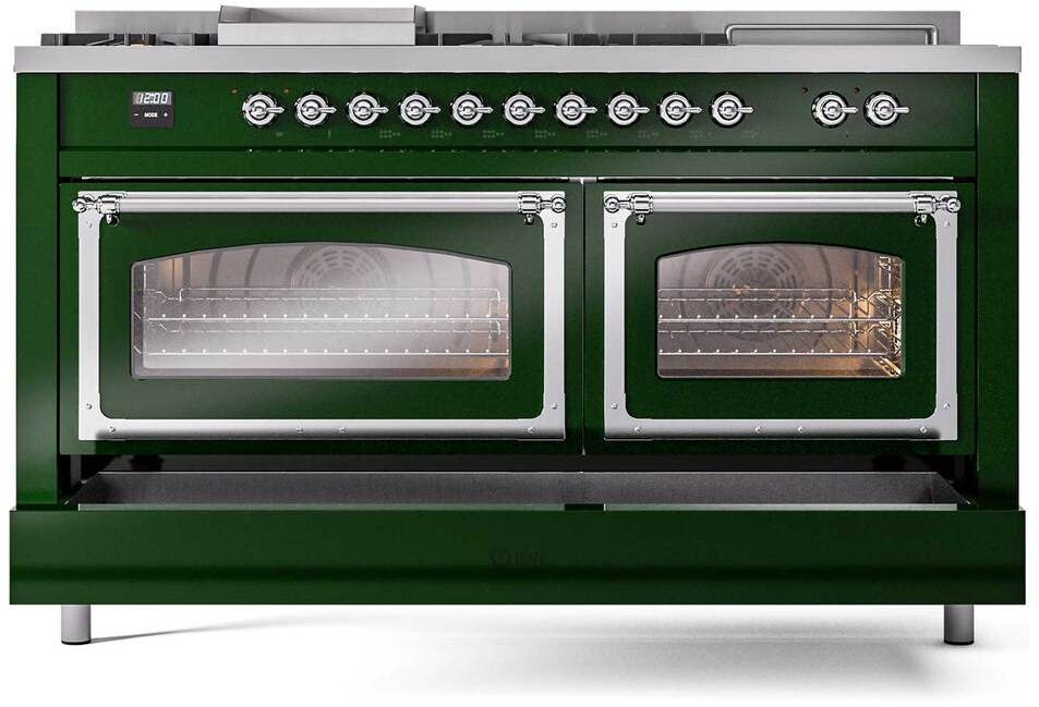 Ilve UN60FSNMPEGCLP Emerald Green With Chrome Knobs, Liquid Propane