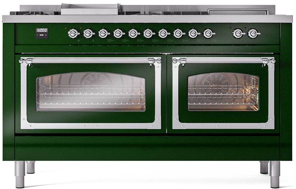 Ilve UN60FSNMPEGC Emerald Green With Chrome Knobs, Natural Gas