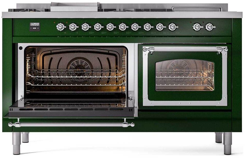 Ilve UN60FSNMPEGC Emerald Green With Chrome Knobs, Natural Gas