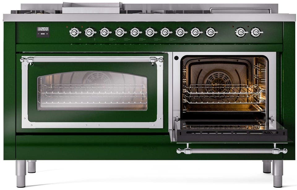 Ilve UN60FSNMPEGC Emerald Green With Chrome Knobs, Natural Gas