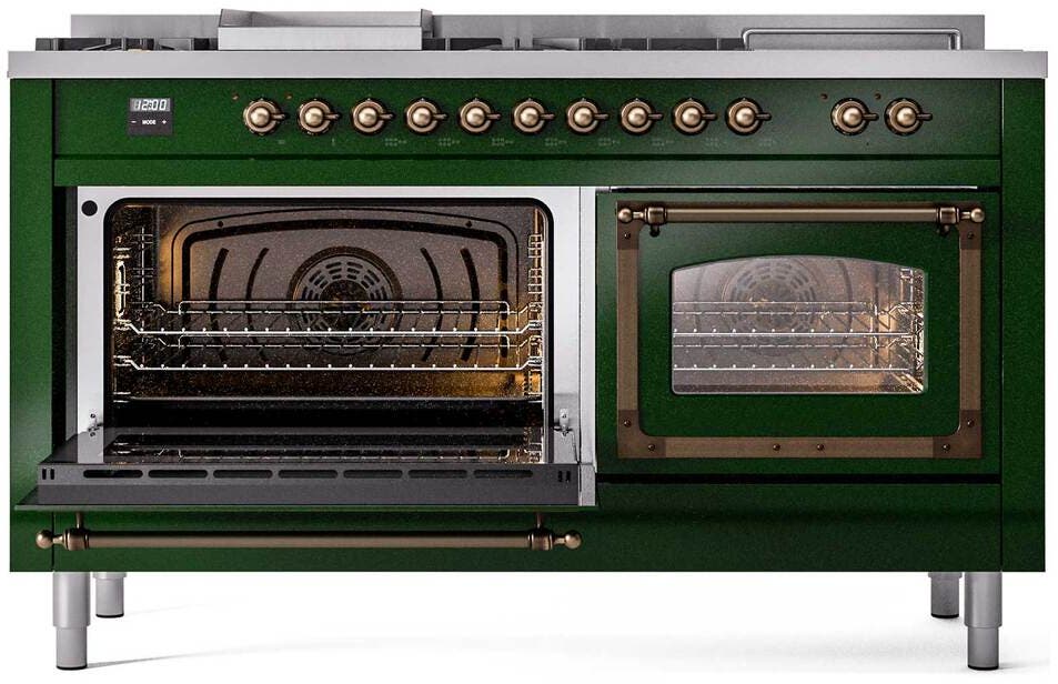 Ilve UN60FSNMPEGBLP Emerald Green With Bronze Knobs, Liquid Propane