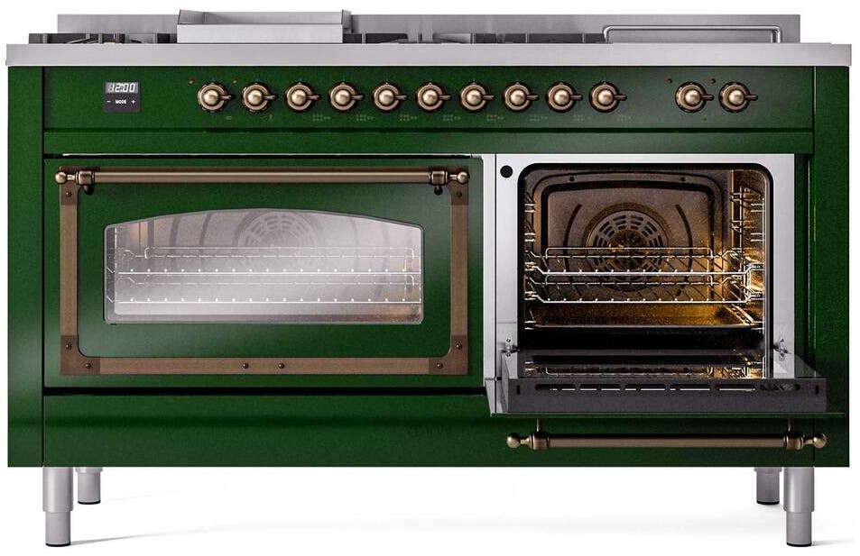Ilve UN60FSNMPEGBLP Emerald Green With Bronze Knobs, Liquid Propane