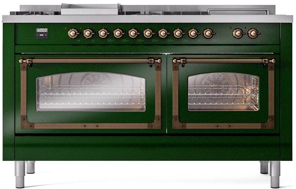 Ilve UN60FSNMPEGB Emerald Green With Bronze Knobs, Natural Gas