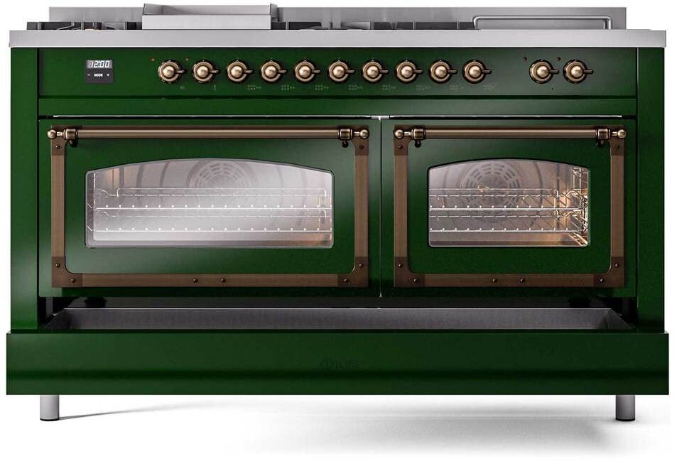 Ilve UN60FSNMPEGB Emerald Green With Bronze Knobs, Natural Gas