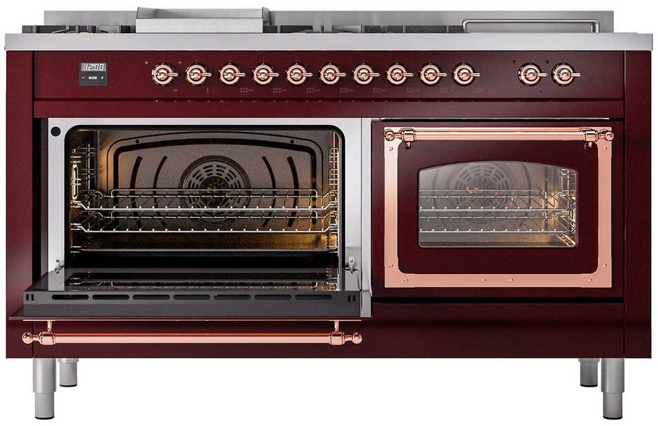 Ilve UN60FSNMPBUPLP Burgundy With Copper Knobs, Liquid Propane