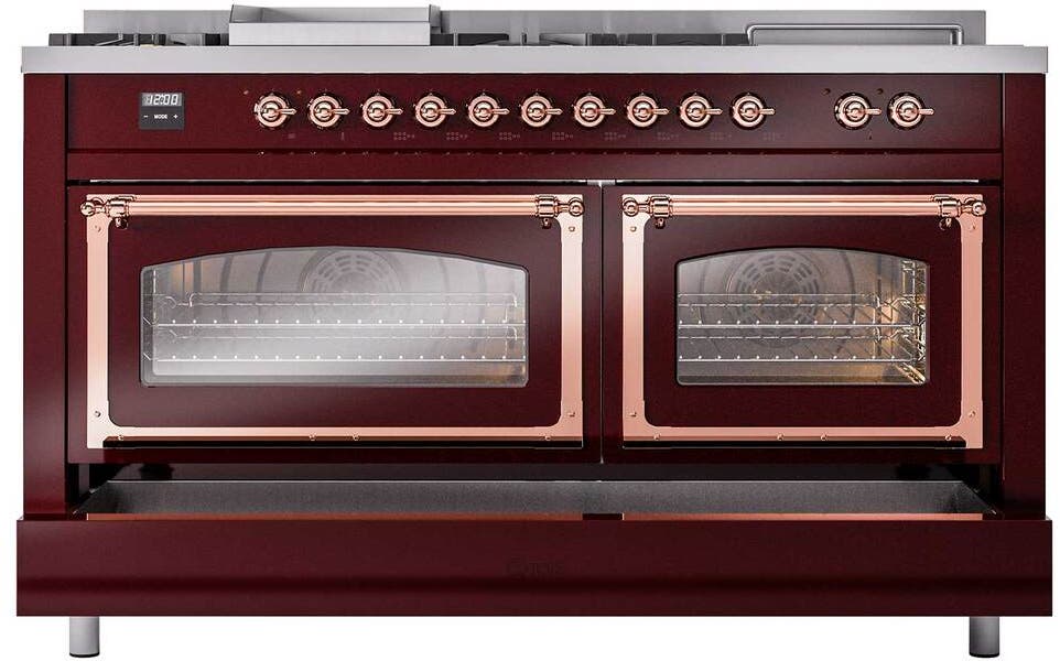 Ilve UN60FSNMPBUPLP Burgundy With Copper Knobs, Liquid Propane