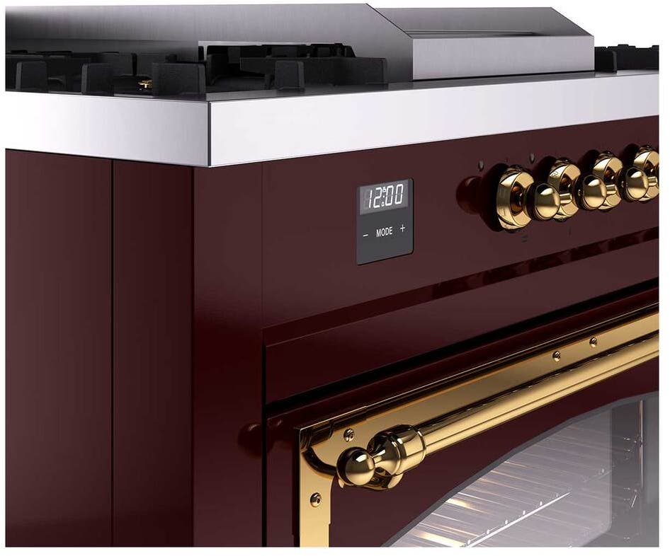 Ilve UN60FSNMPBUGLP Burgundy With Brass Knobs, Liquid Propane