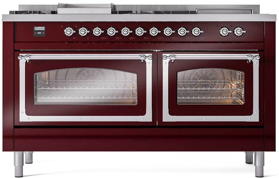 Ilve UN60FSNMPBUCLP Burgundy With Chrome Knobs, Liquid Propane