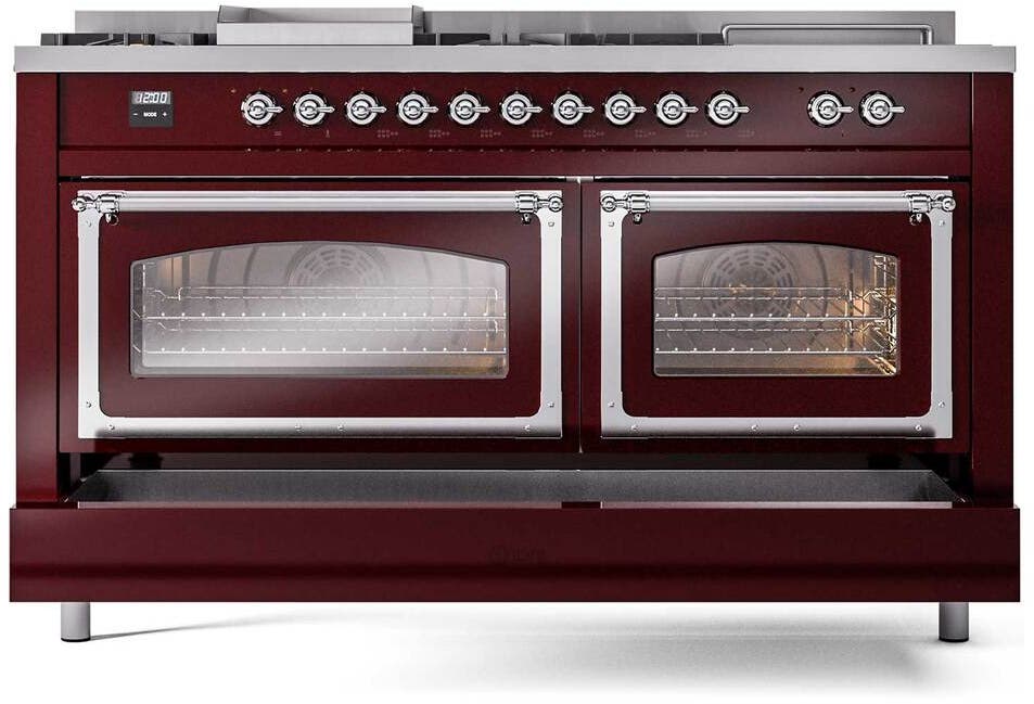 Ilve UN60FSNMPBUCLP Burgundy With Chrome Knobs, Liquid Propane