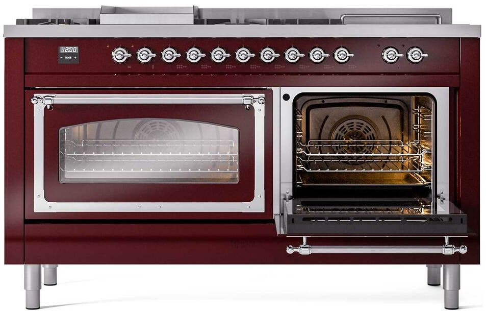 Ilve UN60FSNMPBUC Burgundy With Chrome Knobs, Natural Gas