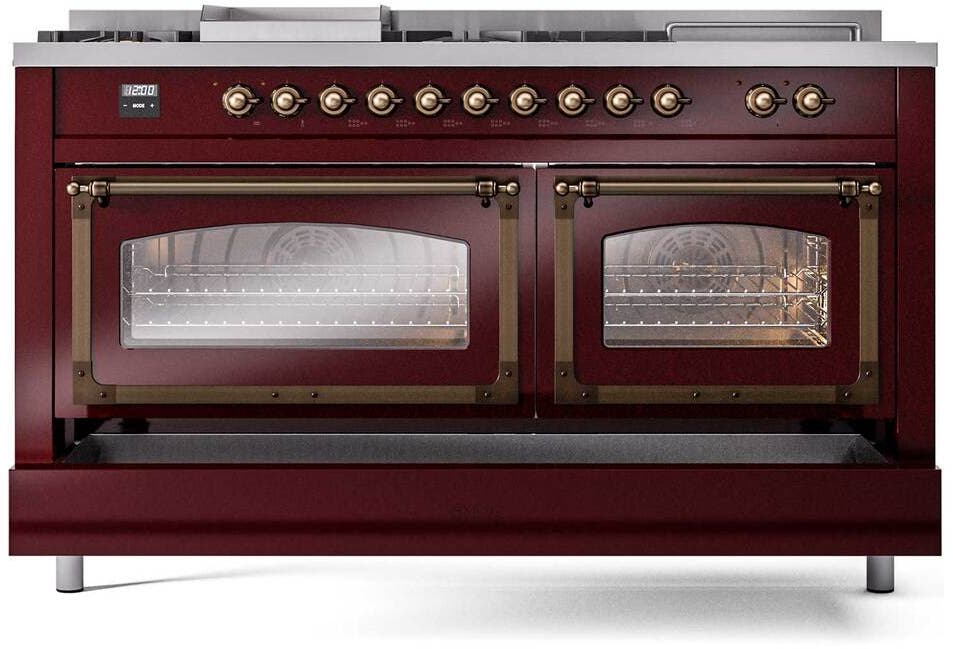 Ilve UN60FSNMPBUBLP Burgundy With Bronze Knobs, Liquid Propane