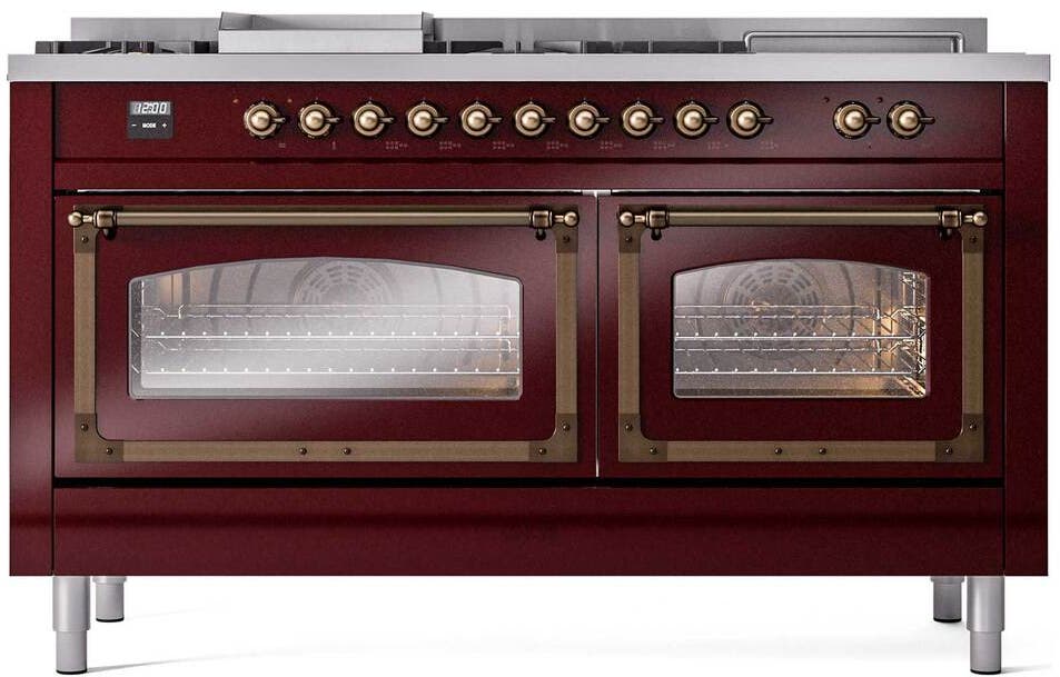 Ilve UN60FSNMPBUB Burgundy With Bronze Knobs, Natural Gas