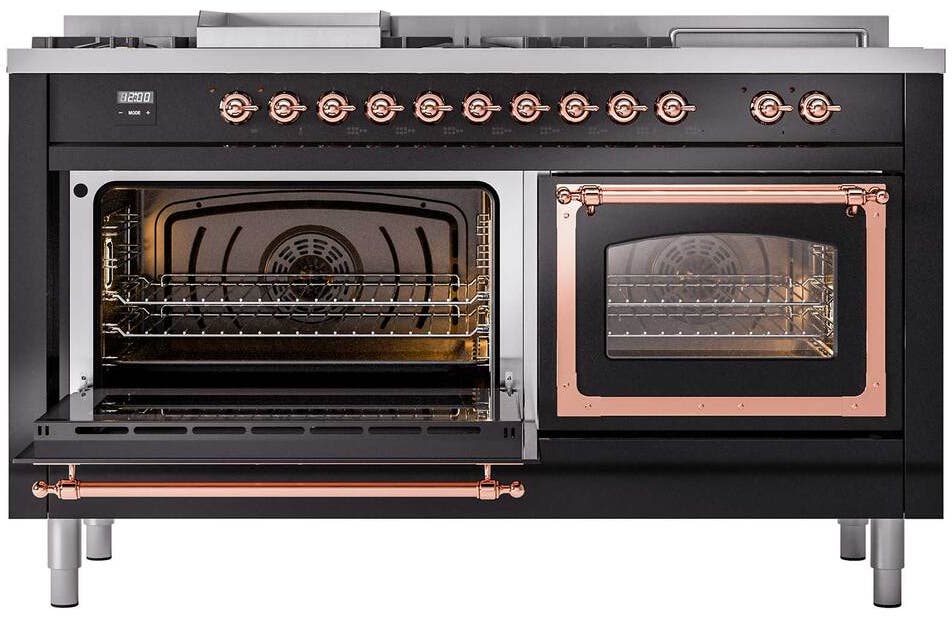 Ilve UN60FSNMPBKP Glossy Black With Copper Knobs, Natural Gas