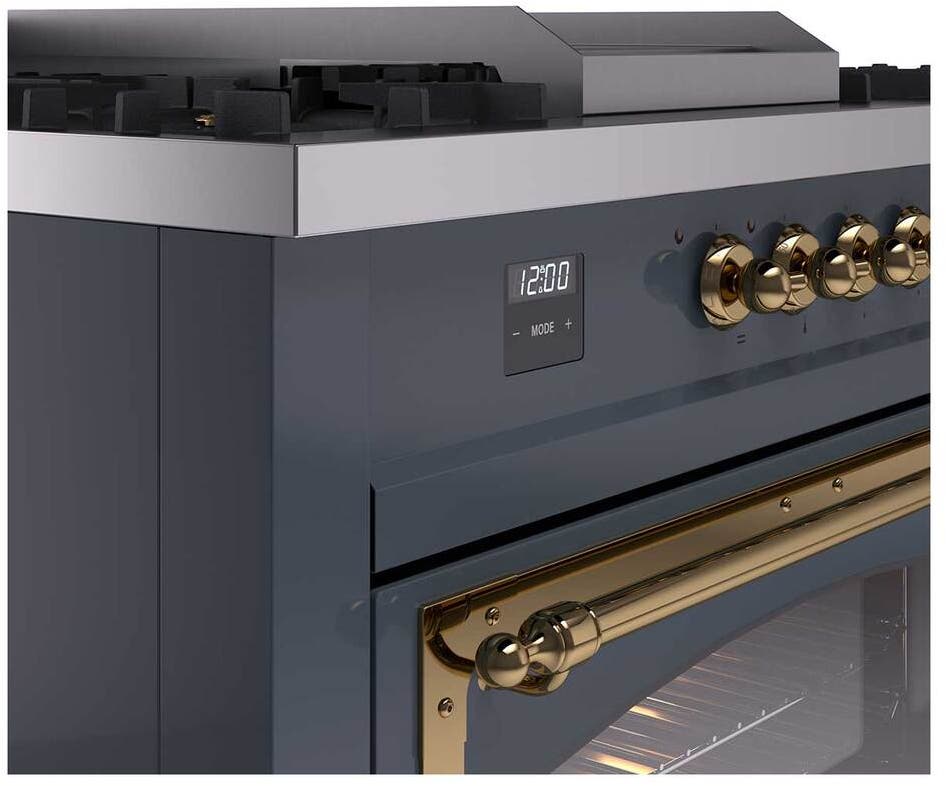Ilve UN60FSNMPBGG Blue Grey With Brass Knobs, Natural Gas