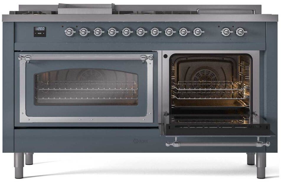 Ilve UN60FSNMPBGC Blue Grey With Chrome Knobs, Natural Gas