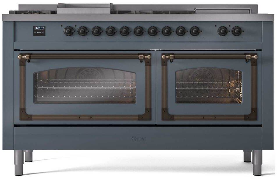 Ilve UN60FSNMPBGBLP Blue Grey With Bronze Knobs, Liquid Propane