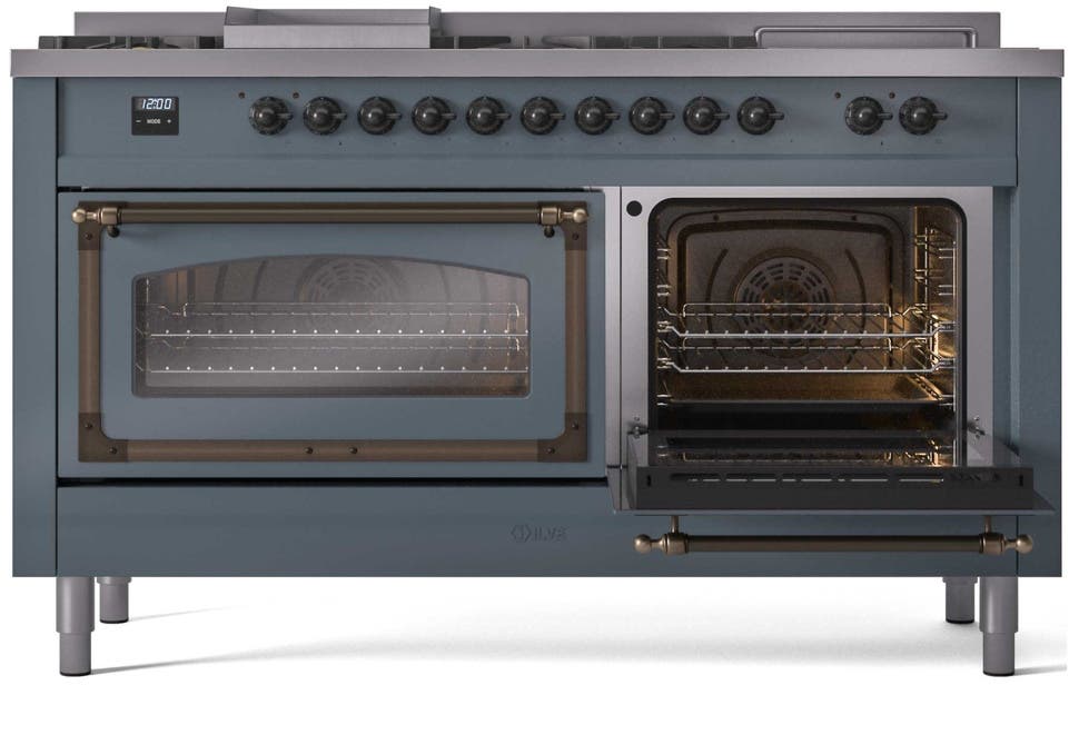 Ilve UN60FSNMPBGB Blue Grey With Bronze Knobs, Natural Gas
