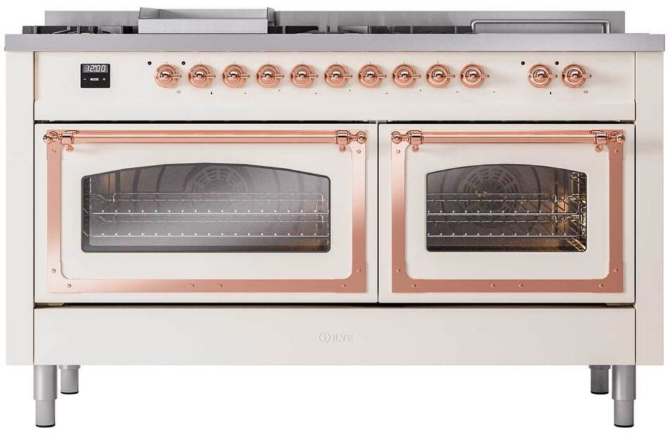 Ilve UN60FSNMPAWPLP Antique White With Copper Knobs, Liquid Propane