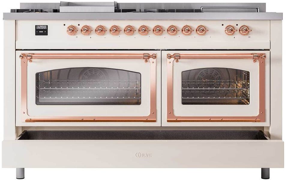 Ilve UN60FSNMPAWP Antique White With Copper Knobs, Natural Gas