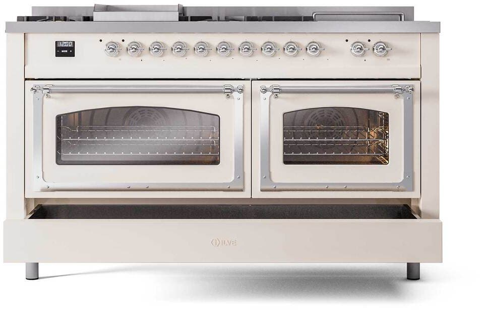 Ilve UN60FSNMPAWCLP Antique White With Chrome Knobs, Liquid Propane