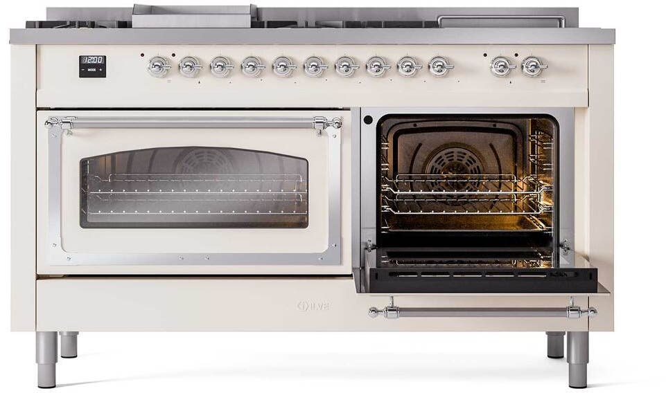 Ilve UN60FSNMPAWC Antique White With Chrome Knobs, Natural Gas