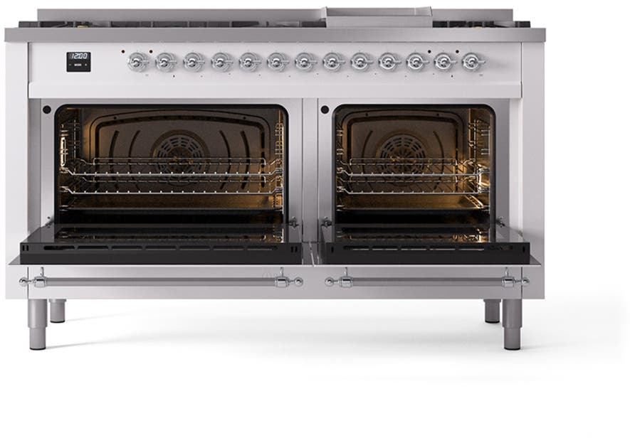 Ilve UN60FNMPWHGLP White With Brass Knobs, Liquid Propane