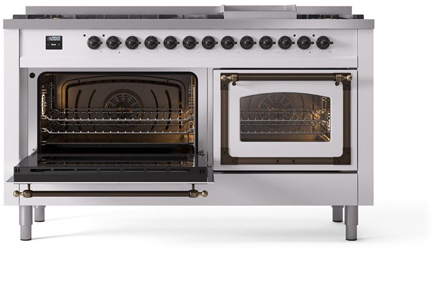 Ilve UN60FNMPWHBLP White With Bronze Knobs, Liquid Propane