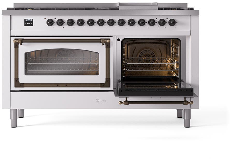 Ilve UN60FNMPWHBLP White With Bronze Knobs, Liquid Propane