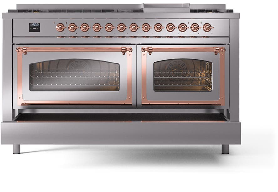 Ilve UN60FNMPSSP Stainless Steel With Copper Knobs, Natural Gas