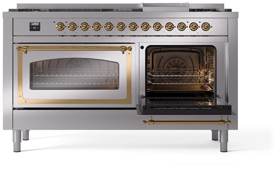 Ilve UN60FNMPSSG Stainless Steel With Brass Knobs, Natural Gas