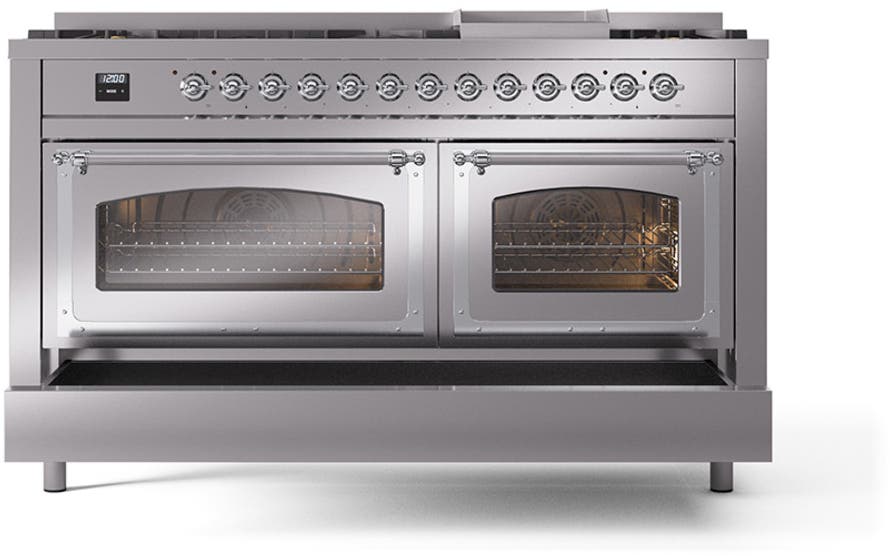 Ilve UN60FNMPSSCLP Stainless Steel With Chrome Knobs, Liquid Propane