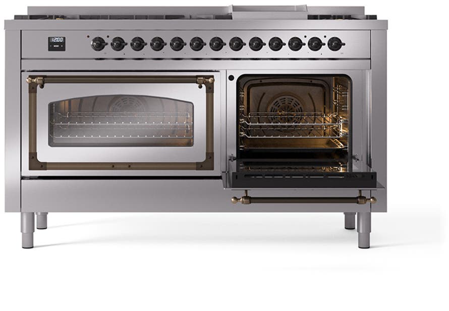 Ilve UN60FNMPSSBLP Stainless Steel With Bronze Knobs, Liquid Propane