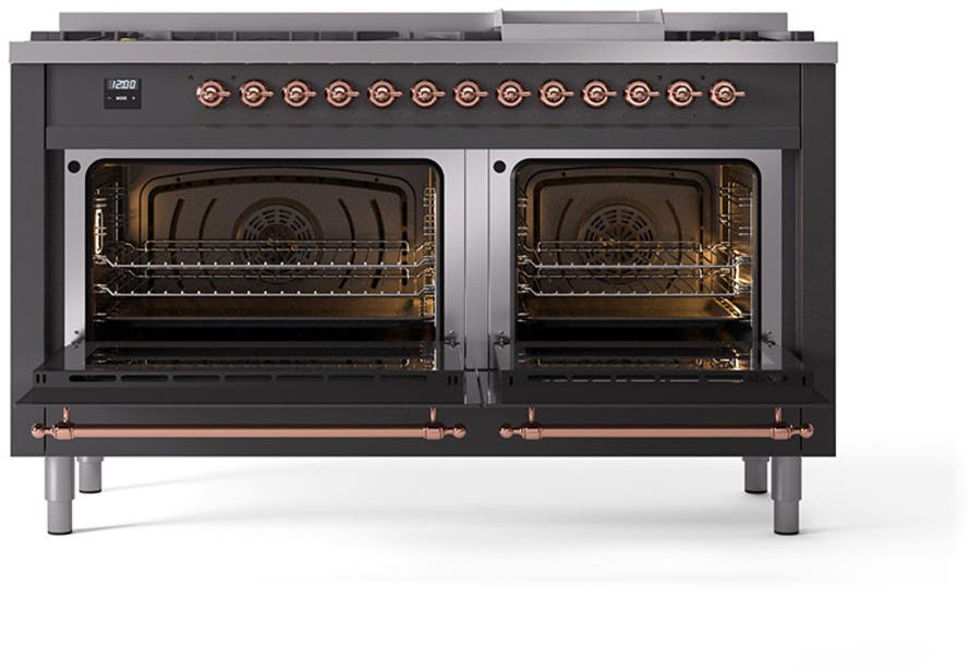 Ilve UN60FNMPMGPLP Graphite Matte With Copper Knobs, Liquid Propane