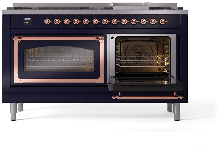 Ilve UN60FNMPMBP Midnight Blue With Copper Knobs, Natural Gas