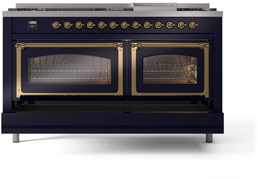Ilve UN60FNMPMBG Midnight Blue With Brass Knobs, Natural Gas