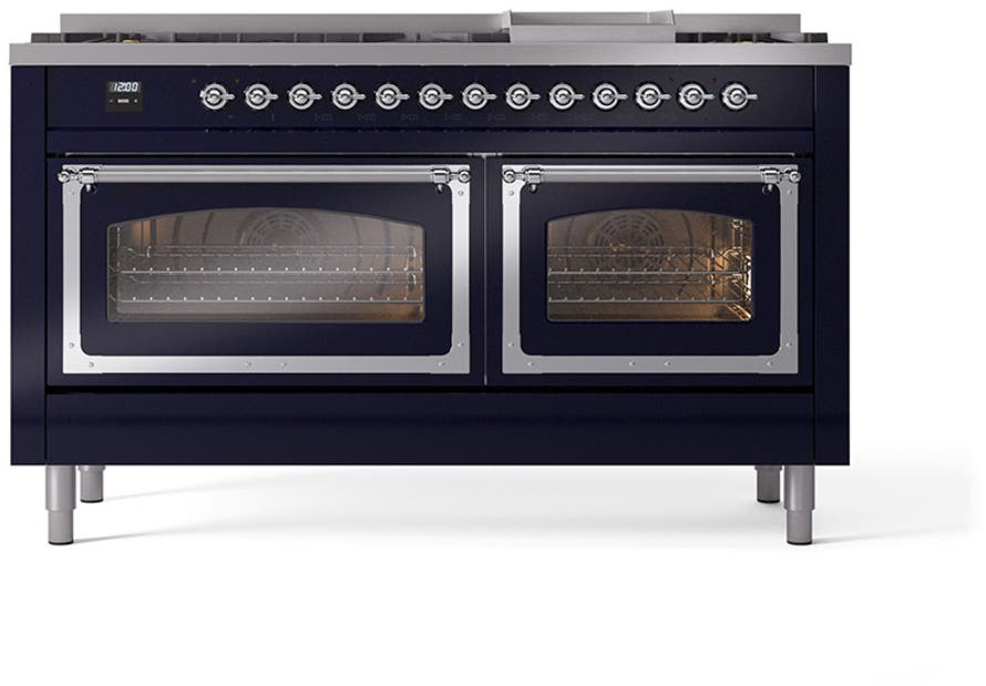 Ilve UN60FNMPMBCLP Midnight Blue With Chrome Knobs, Liquid Propane