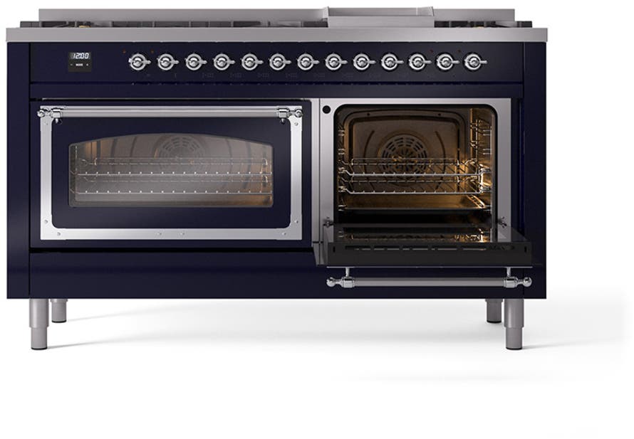 Ilve UN60FNMPMBCLP Midnight Blue With Chrome Knobs, Liquid Propane