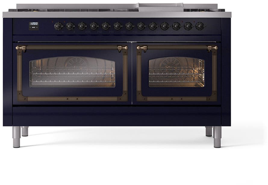 Ilve UN60FNMPMBB Midnight Blue With Bronze Knobs, Natural Gas